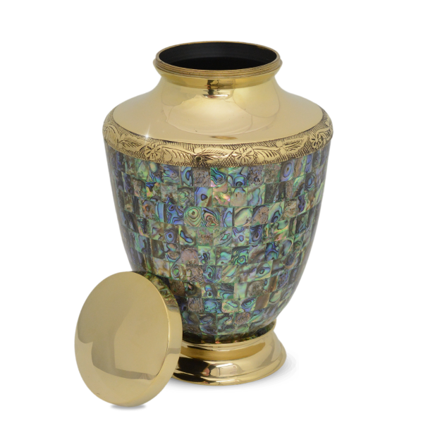 Regal Abalone Brass Urn