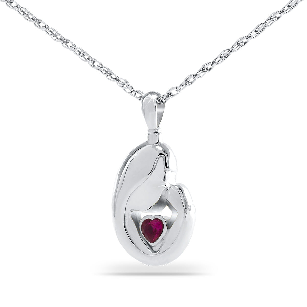 Mother's Love Red Stone Silver Keepsake