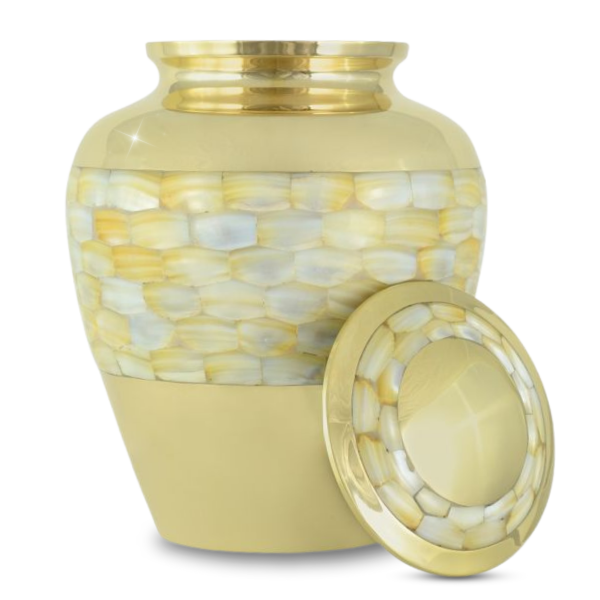Mother of Pearl Brass Urn