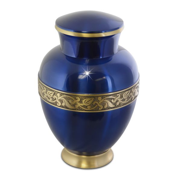 Leaf Blue Brass Urn